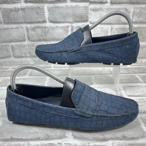 Cole Haan Wyatt Bit Driver Women's Size 9 B Animal Print Blue Leather Loafers