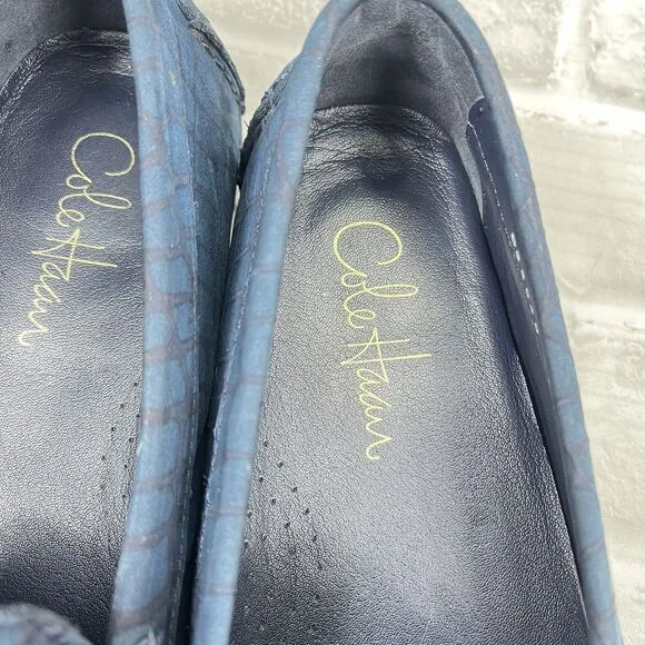 Cole Haan Wyatt Bit Driver Women's Size 9 B Animal Print Blue Leather Loafers