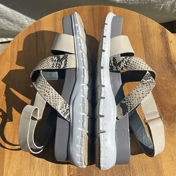 Cole Haan Zerogrand Criss Cross Gladiator Sandals, Roccia/Sandshell/White Size 9