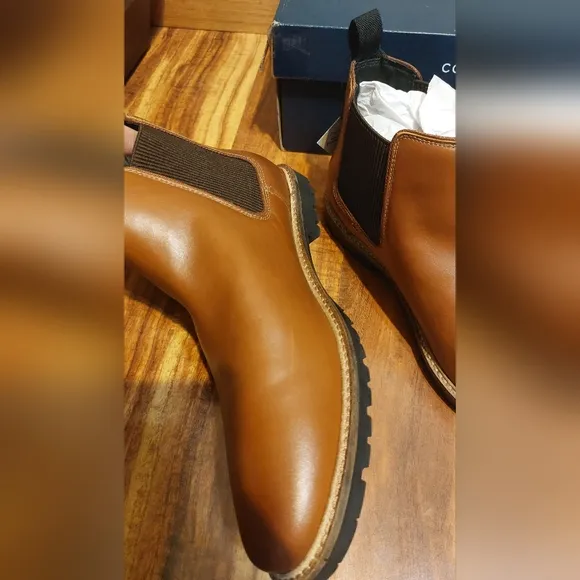Cole Hann Men's Midland Lug Chelsea Brown Leather Boots Size 9.5