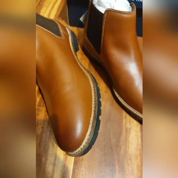 Cole Hann Men's Midland Lug Chelsea Brown Leather Boots Size 9.5