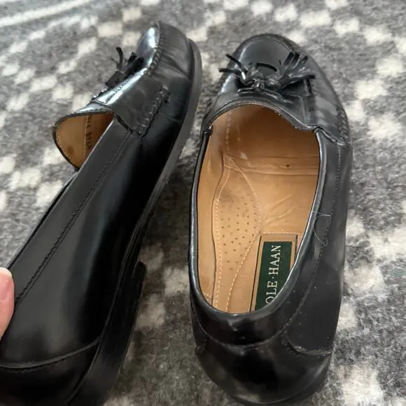 Cole Hann Men's Size 11.5 D Black Tassle Leather Old Money Loafers Dress Shoes