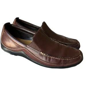 Cole Hassan Brown Leather Shoes Tucker Venetian Driving Loafers Size 10.5
