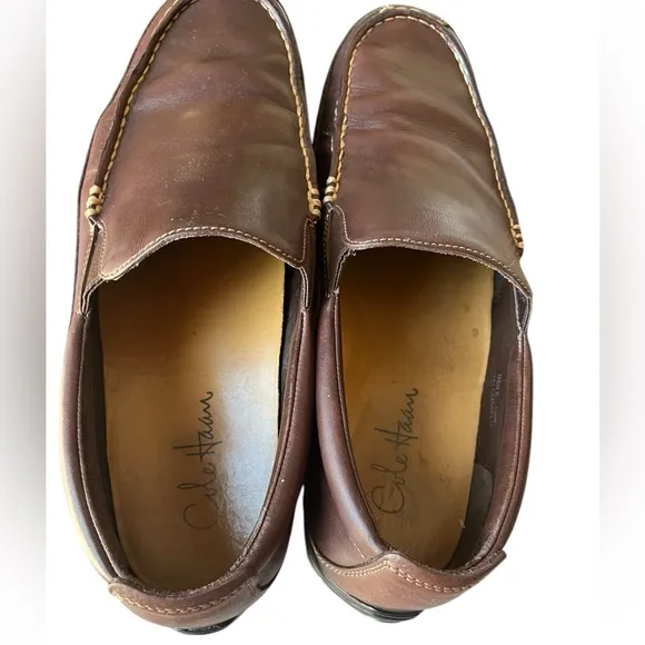 Cole Hassan Brown Leather Shoes Tucker Venetian Driving Loafers Size 10.5