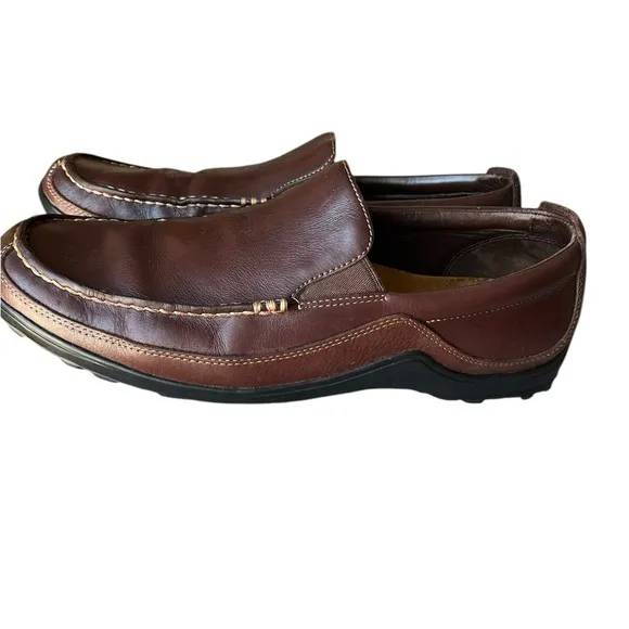 Cole Hassan Brown Leather Shoes Tucker Venetian Driving Loafers Size 10.5