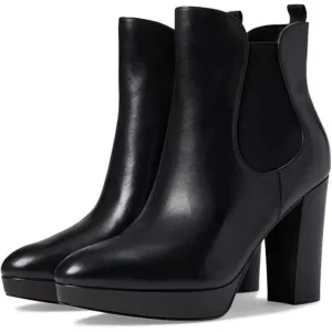 Cole Haan Remi Black Leather Almond Toe Block Heel Pull On Ankle Boots Size 9