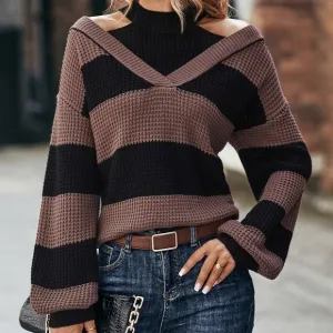Color Block Drop Shoulder 2 In 1 Sweater