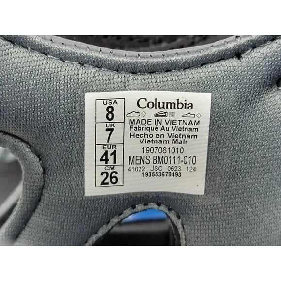 Columbia 2 Strap Athletic Sandals Shoes Mens Size 8 Steel Gray Black BM0111-010