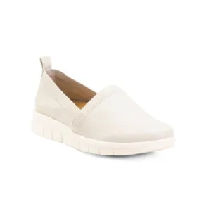 COMFORTIVA Light Grey Leather Carni Comfort Slip-on Sneakers
