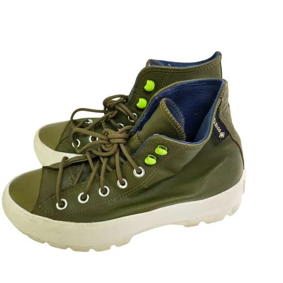 Converse CTAS Moss Olive Gortex Lug Sole Leather Sneakers Size 7.5 568764C