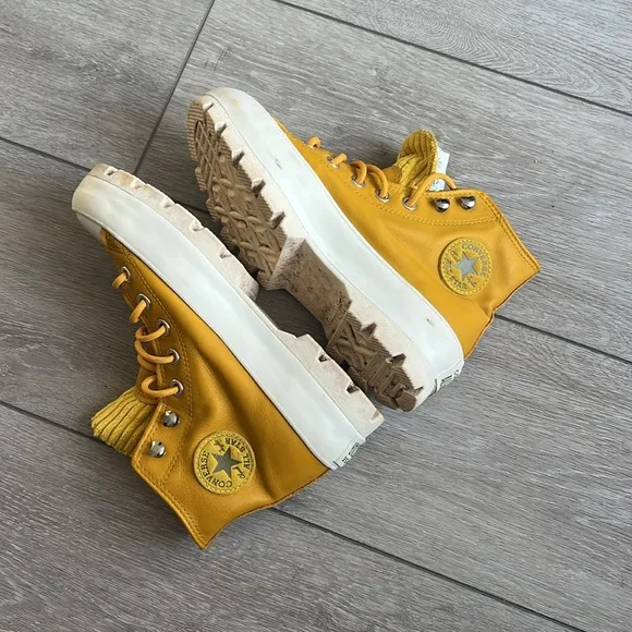 Converse mustard Yellow gore-Tex lug sole High-Top Sneakers size 6