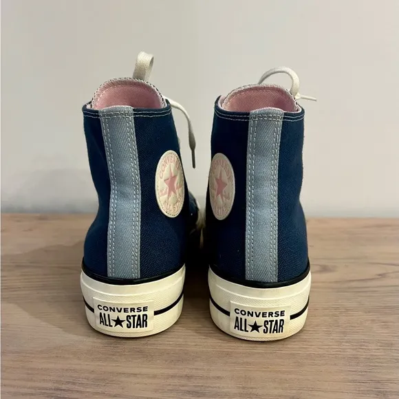 Converse Navy Denim and White High-Top Sneakers