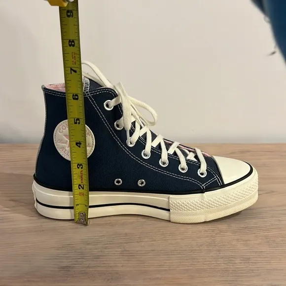 Converse Navy Denim and White High-Top Sneakers