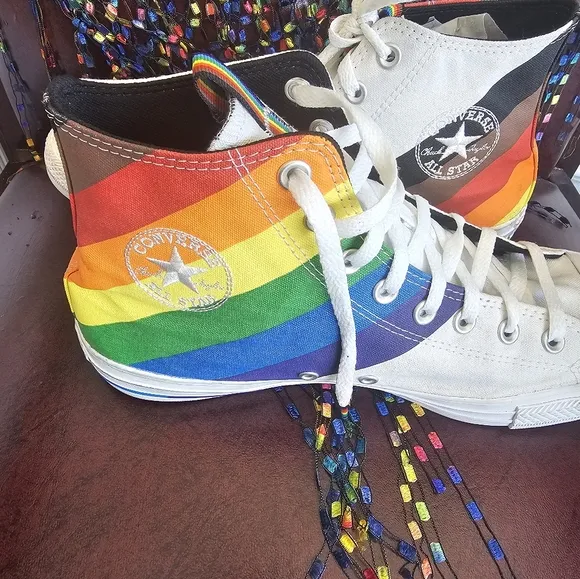 Converse Rainbow High-Top Sneakers Lgbtq Size 10 Men 12 Ladies Gay Pride