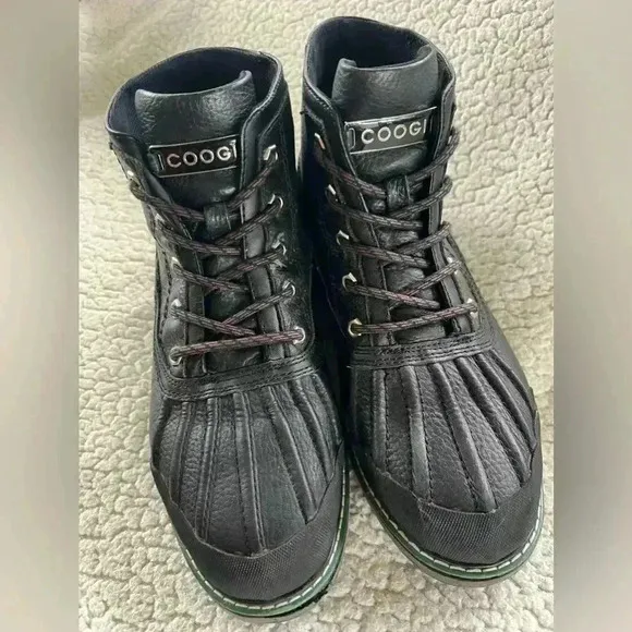 Coogi Men’s Black Leather Mid Top Boots Size Men’s 11