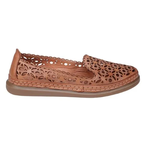 Cools Women's Tumi Perforated Leather Flats in Tan New Size 38 EU / 7.5