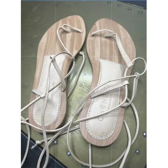 CORNETTI Revolve Sandals Sassari Ankle Wrap Strappy Minimalist Summer Nude Beige