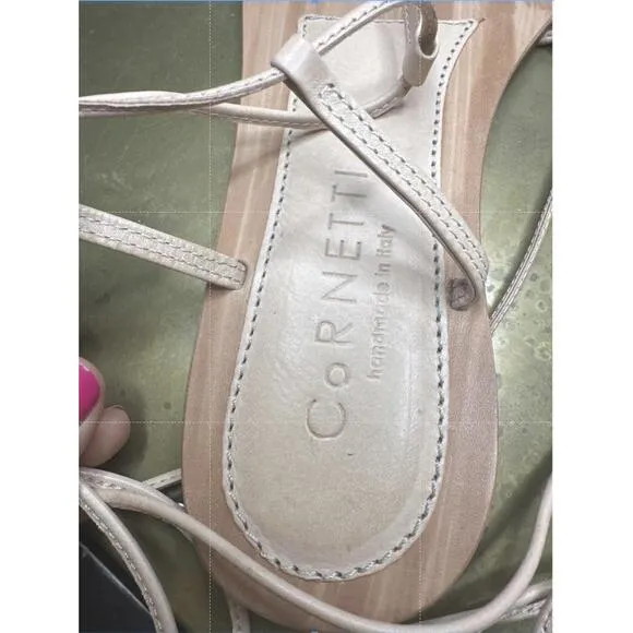 CORNETTI Revolve Sandals Sassari Ankle Wrap Strappy Minimalist Summer Nude Beige