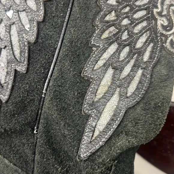 Corral boots western sz7.5 cowboy silver gray suede crystal winged pull on