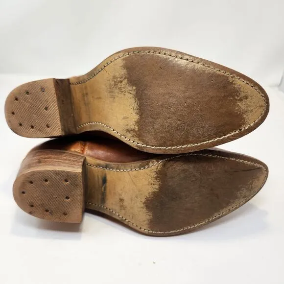 Corral Floral Embroidered Cowboy Western Boots 7.5 M Brown Distressed Leather