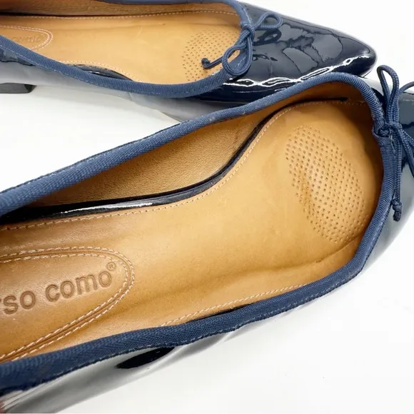 Corso Como Blue Patent Leather Pointed Toe Recital Bow Slip On Flats Size 9M