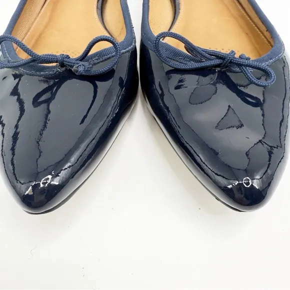 Corso Como Blue Patent Leather Pointed Toe Recital Bow Slip On Flats Size 9M