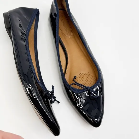 Corso Como Blue Patent Leather Pointed Toe Recital Bow Slip On Flats Size 9M