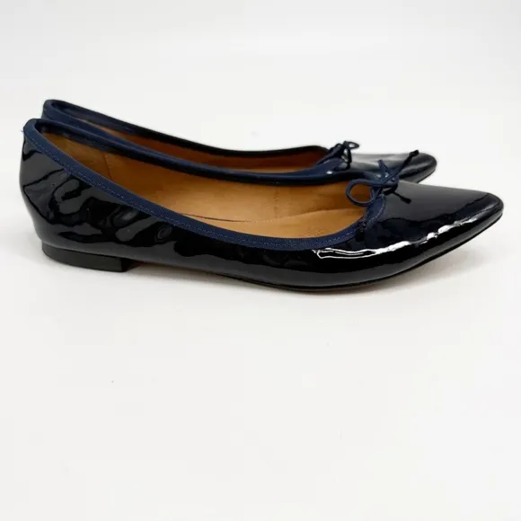 Corso Como Blue Patent Leather Pointed Toe Recital Bow Slip On Flats Size 9M