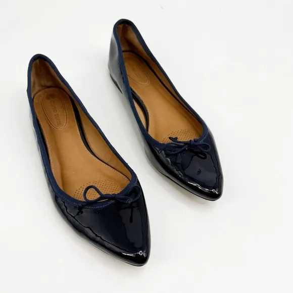 Corso Como Blue Patent Leather Pointed Toe Recital Bow Slip On Flats Size 9M