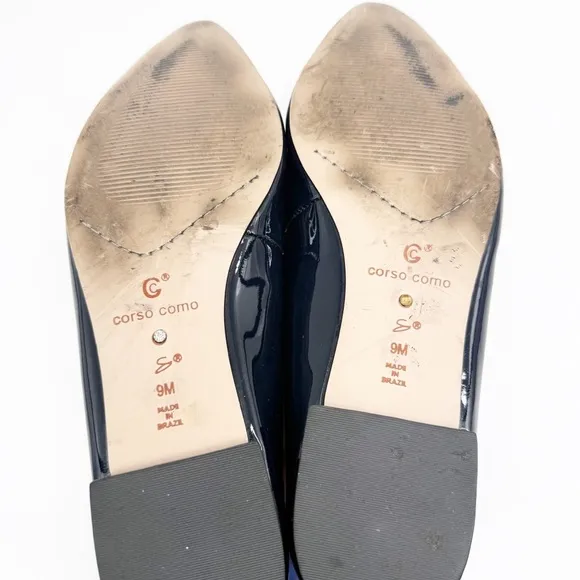 Corso Como Blue Patent Leather Pointed Toe Recital Bow Slip On Flats Size 9M