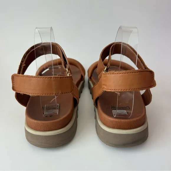 Cougar Nolo Sandals Cognac Brown Tan Leather Flatform Strappy Sawtooth Size 10