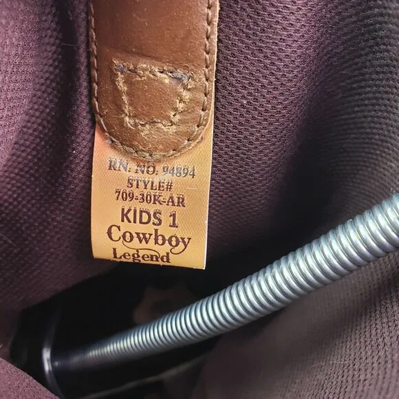 Cowboy Legend Boys Size 1Y Brown Leather Pull On Western Cowboy Boots 709-30K-AR