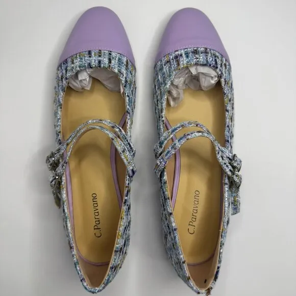 C.Paravano Women's Round Toe Ballet Flats with Strap Size 7
