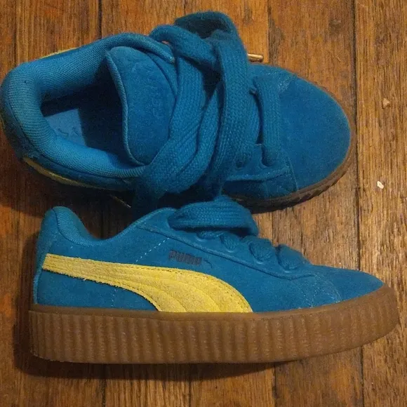 Creepy Phatty PS Puma X FENTY : Speed Blue and Lime Pow Suede Sneakers - Kids