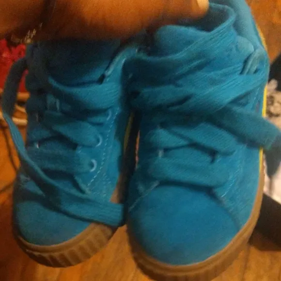 Creepy Phatty PS Puma X FENTY : Speed Blue and Lime Pow Suede Sneakers - Kids