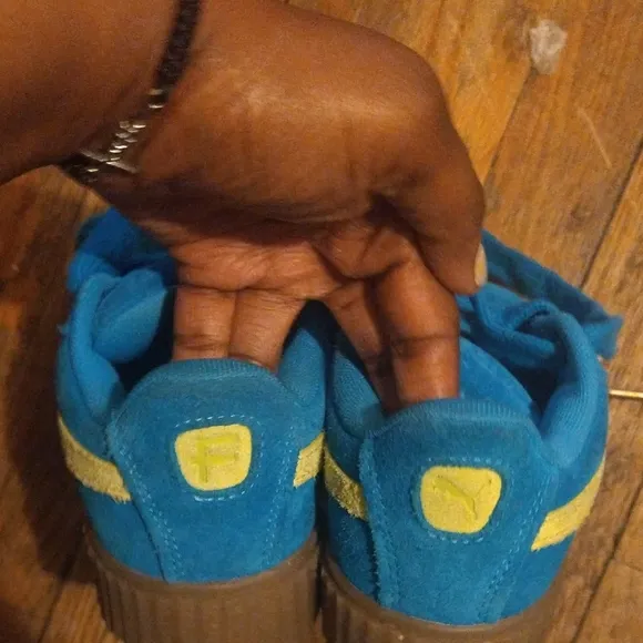 Creepy Phatty PS Puma X FENTY : Speed Blue and Lime Pow Suede Sneakers - Kids