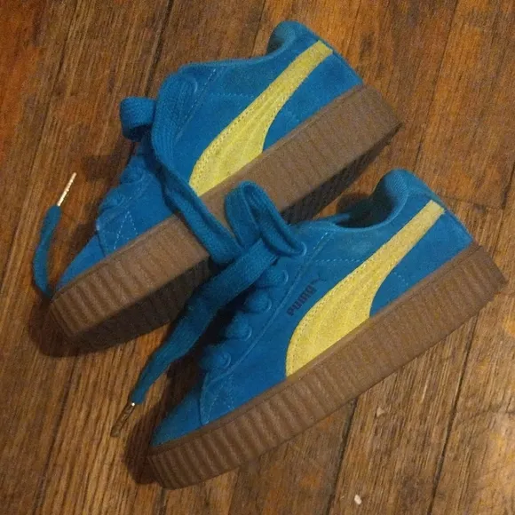 Creepy Phatty PS Puma X FENTY : Speed Blue and Lime Pow Suede Sneakers - Kids