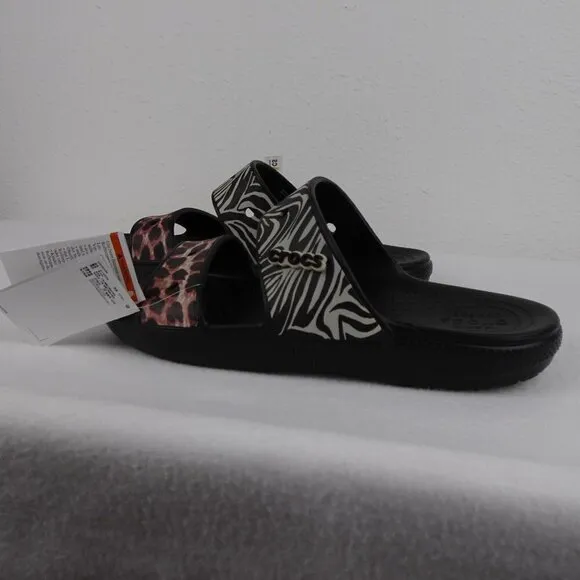 Crocs Animal Print Slides Men's Size 15 US Double Strap Sandals