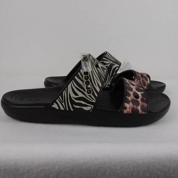 Crocs Animal Print Slides Men's Size 15 US Double Strap Sandals