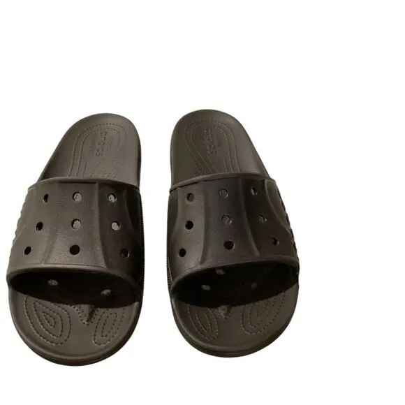 Crocs Baya II Slide 208215-001 Unisex US M12 Flats Black Rubber Slip-On Sandals