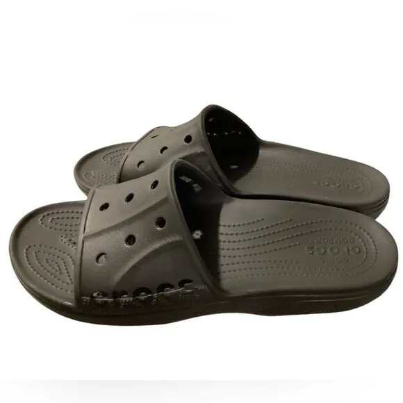 Crocs Baya II Slide 208215-001 Unisex US M12 Flats Black Rubber Slip-On Sandals
