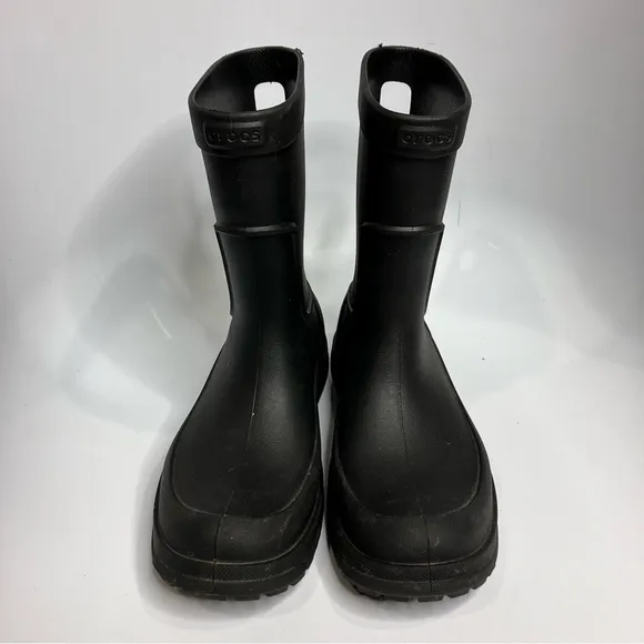 Crocs men’s Allcast black rain boots pull on boots size 7