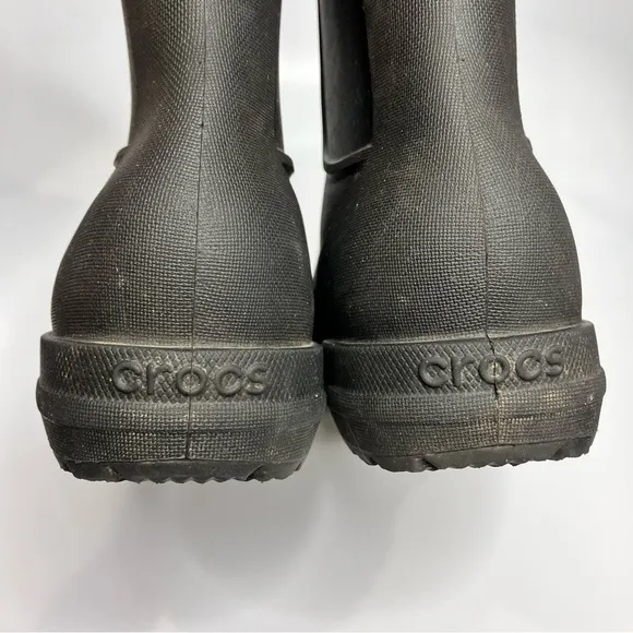 Crocs men’s Allcast black rain boots pull on boots size 7