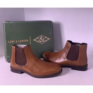 Curt &amp; Larson Mens Chelsea Size 10M Man‎ made Upper Pull On Style Brown NIB