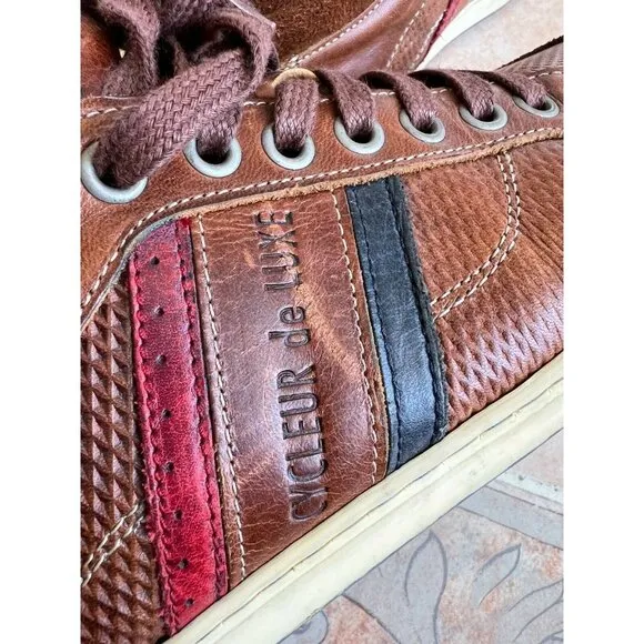 Cycleur‎ de luxe brown Leather sneakers men size 40