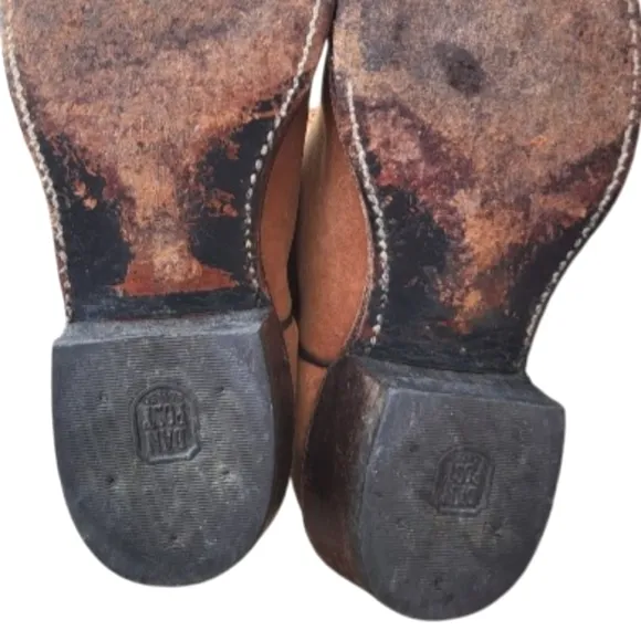 Dan Post Marlboro Vintage Brown Leather Cowboy Western Pull On Boot Men 10.5