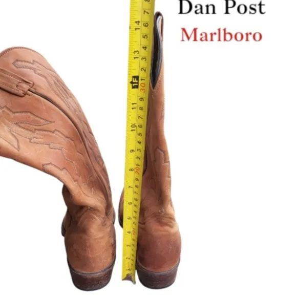 Dan Post Marlboro Vintage Brown Leather Cowboy Western Pull On Boot Men 10.5