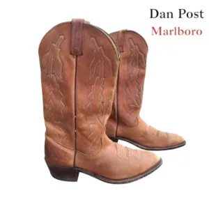 Dan Post Marlboro Vintage Brown Leather Cowboy Western Pull On Boot Men 10.5