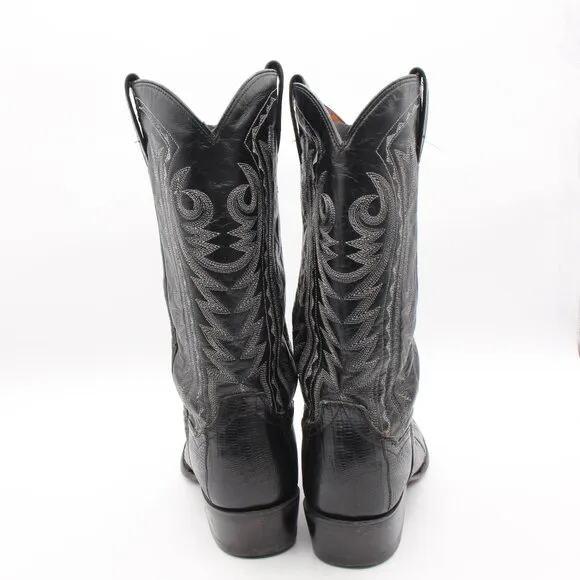 Dan Post Men's Size 9 D Black Lizard Skin Leather Cowboy Western Boots 2350