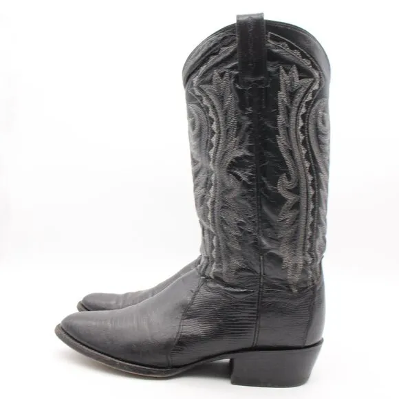 Dan Post Men's Size 9 D Black Lizard Skin Leather Cowboy Western Boots 2350